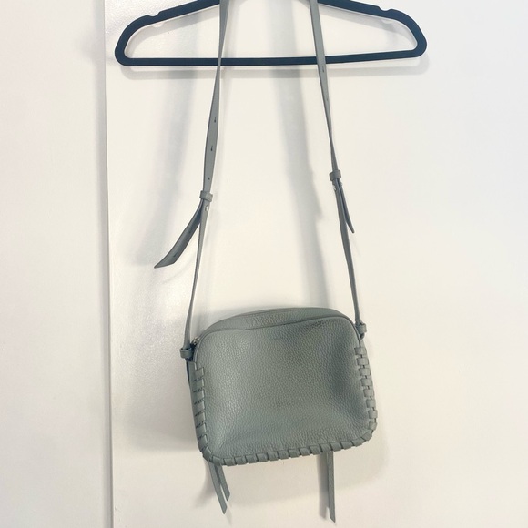 ALLSAINTS Kepi Braided Leather Blue Crossbody Bag - Picture 2 of 5